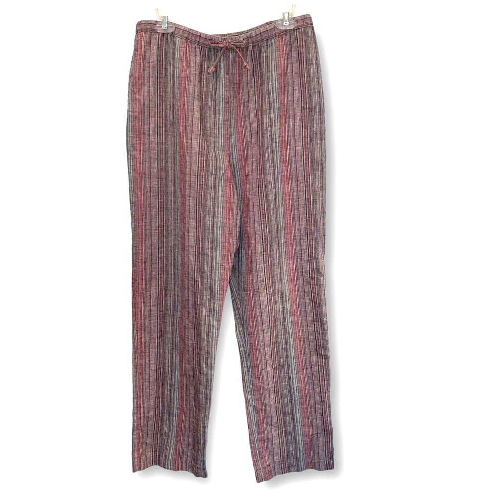 Travelsmith Size Medium Striped Linen Blend Pants